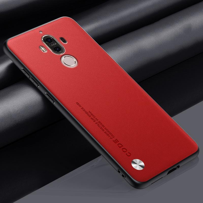 Für Huawei Mate 9 Hülle Luxus PU Leder Handyhülle Für Huawei Mate 9 Mate9 Rückseite Matte Silikon Stoßfest Vollschutz For Huawei Mate 9 rot