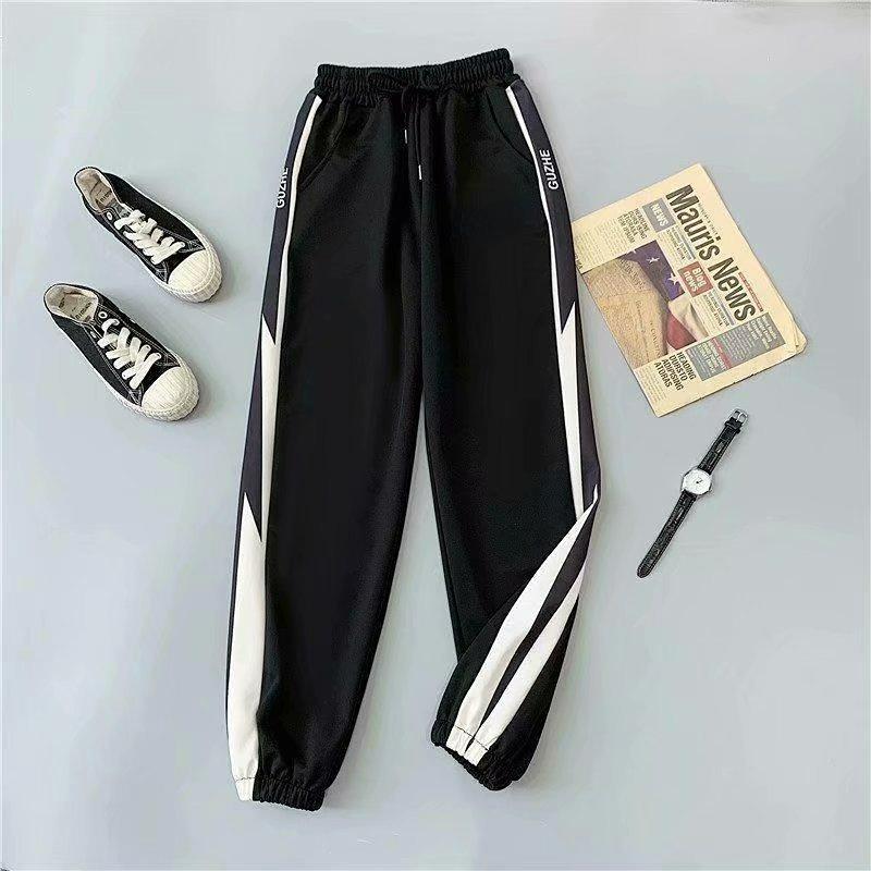 Sommer- und Herbst-Neue Hosen, Sportlose Hosen, Herren-Jogginghosen, Herren-Freizeitmode, Atmungsaktive Leggings-Hosen M schwarz