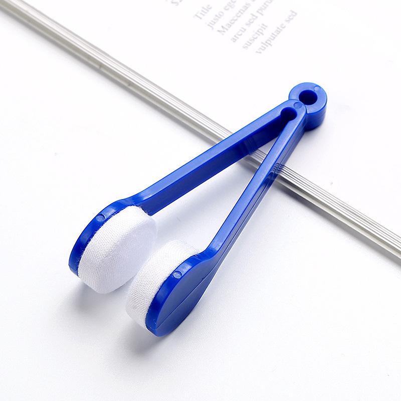 Mini-Mikrofaser-Bürste für zwei Seiten von Sonnenbrillen, Brillenbürste, Brillenreiniger, Brillenreinigungsbürste blau