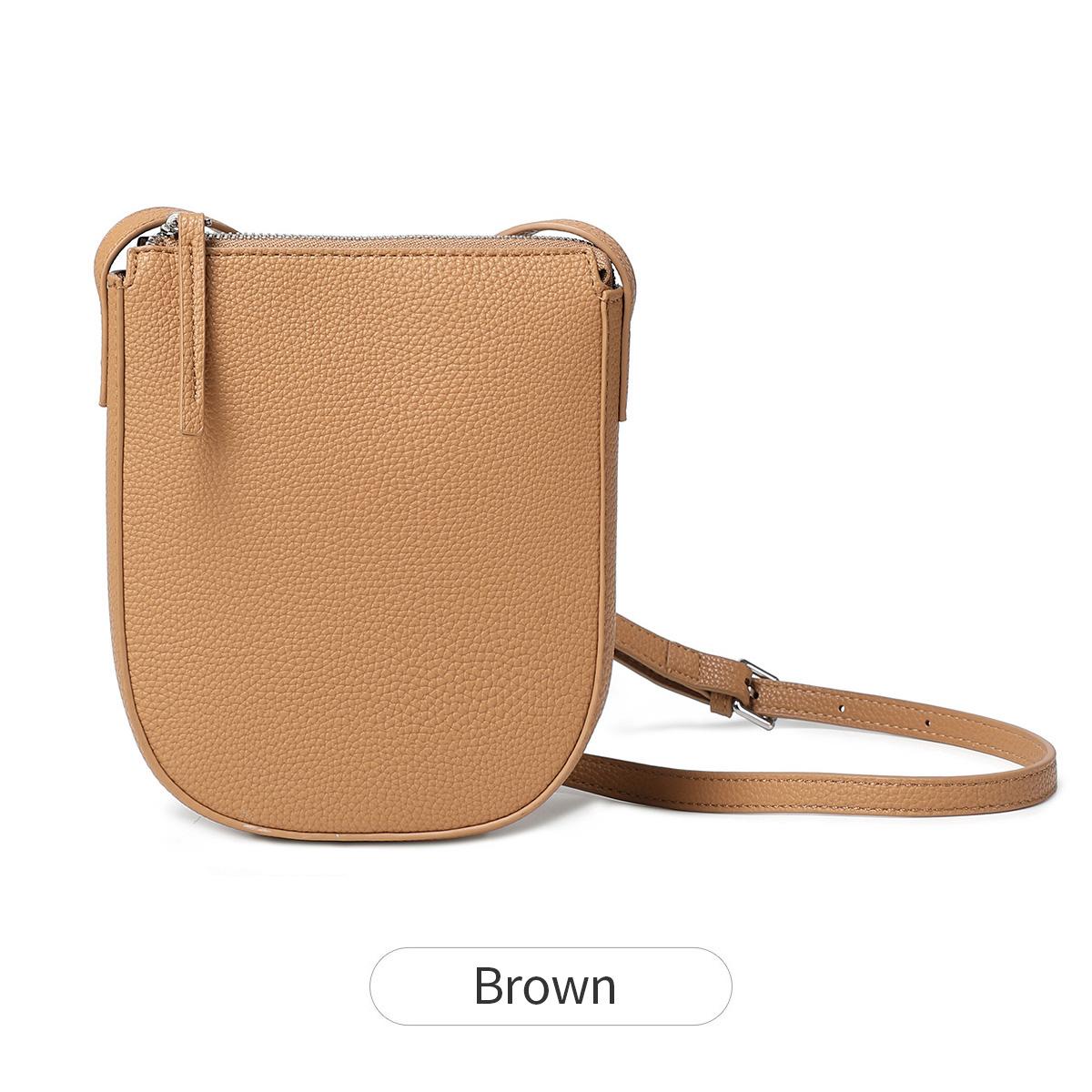 Klassische minimalistische einfarbige Damen-Umhängetasche, modische dreidimensionale Reißverschluss-Einzelschultertasche, PU-Leder-Handytasche beige