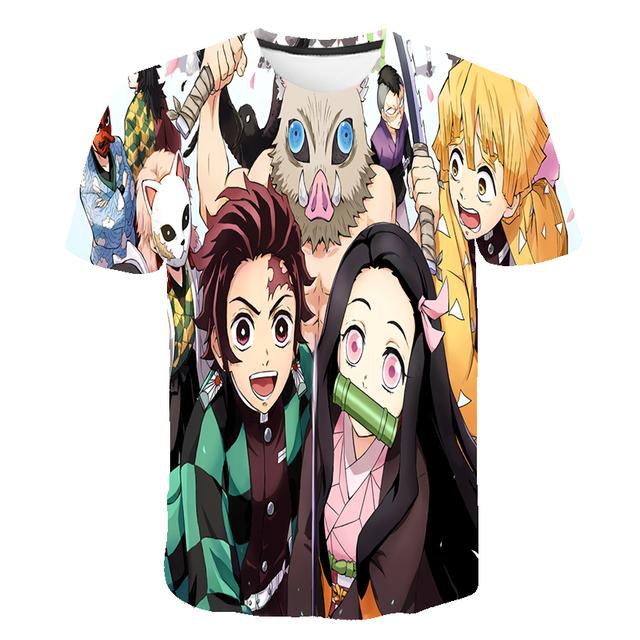 Anime Demon Slayer Kimetsu No Yaiba 3D-gedruckte T-Shirts Cosplay Sommer Kurzarm Kinderkleidung Cartoon Grafik T-Shirts XXXXXL