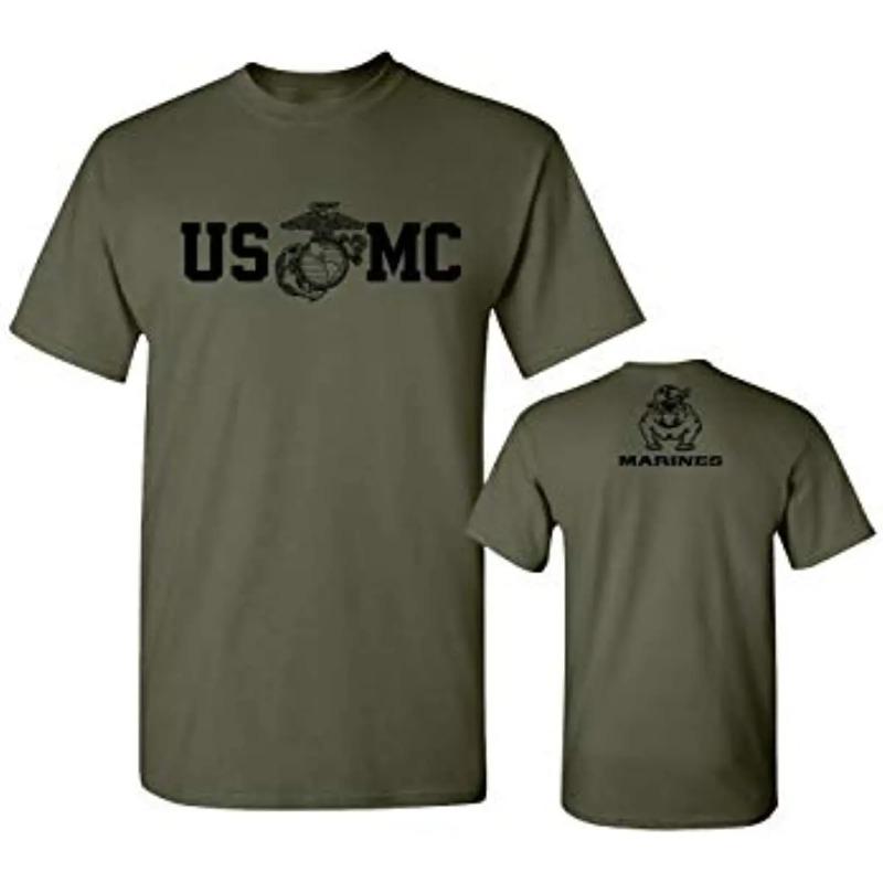 Marine Corps Bulldog USMC Militär T-Shirt O-Ausschnitt Sommer Kurzarm Lässig Herren T-Shirt XXXL grün