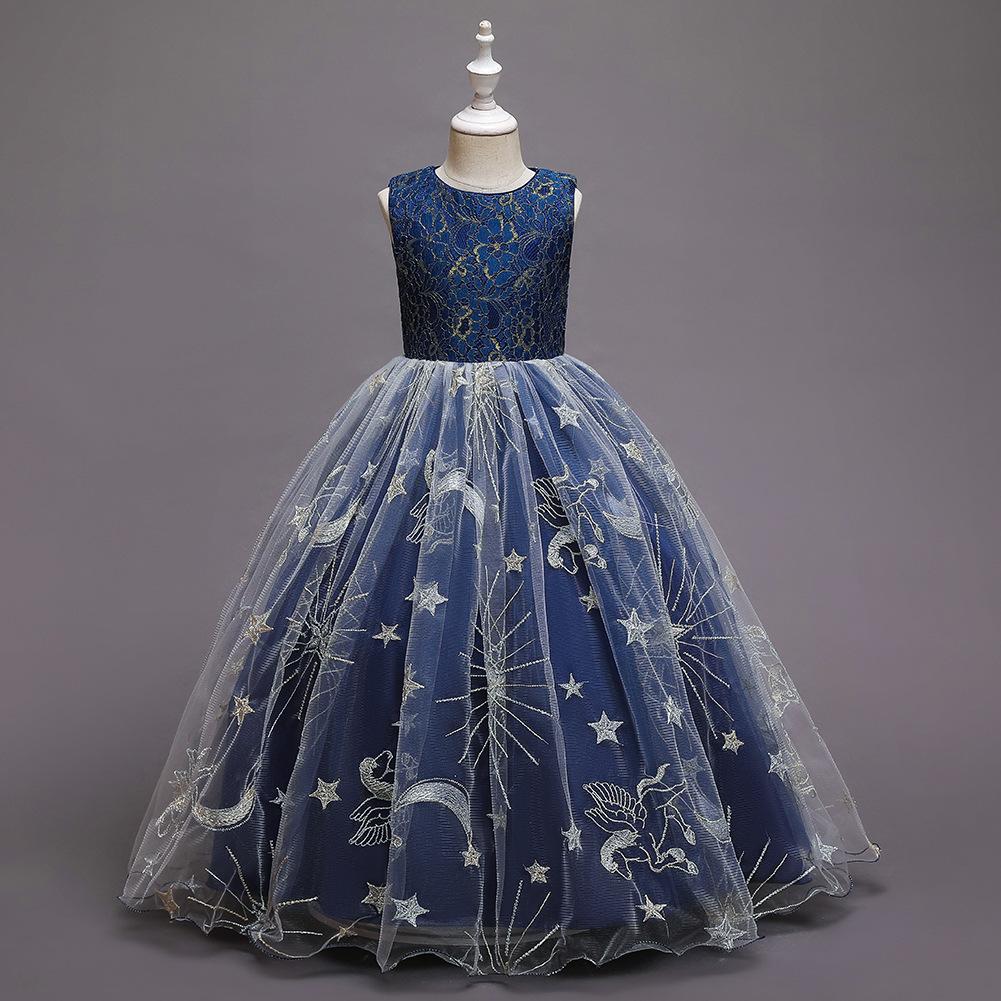 Mädchen Kleid Prinzessin Hochzeit Party Kinder Kostüm Mädchen Kleidung Kinder Kleidung 150cm blau