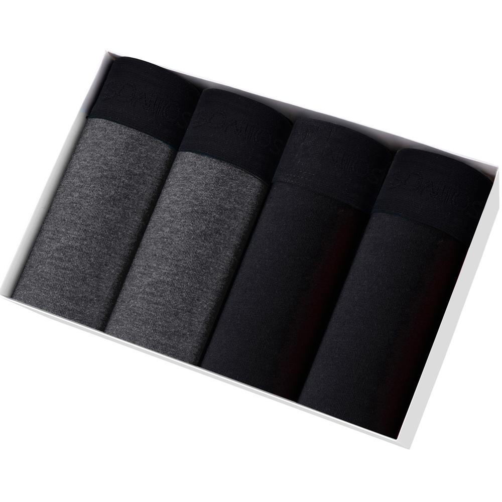 BONITOS 4 Stück einfarbige Herren-Unterhosen, bequeme Herren-Unterwäsche, Baumwoll-Boxershorts für Herren M