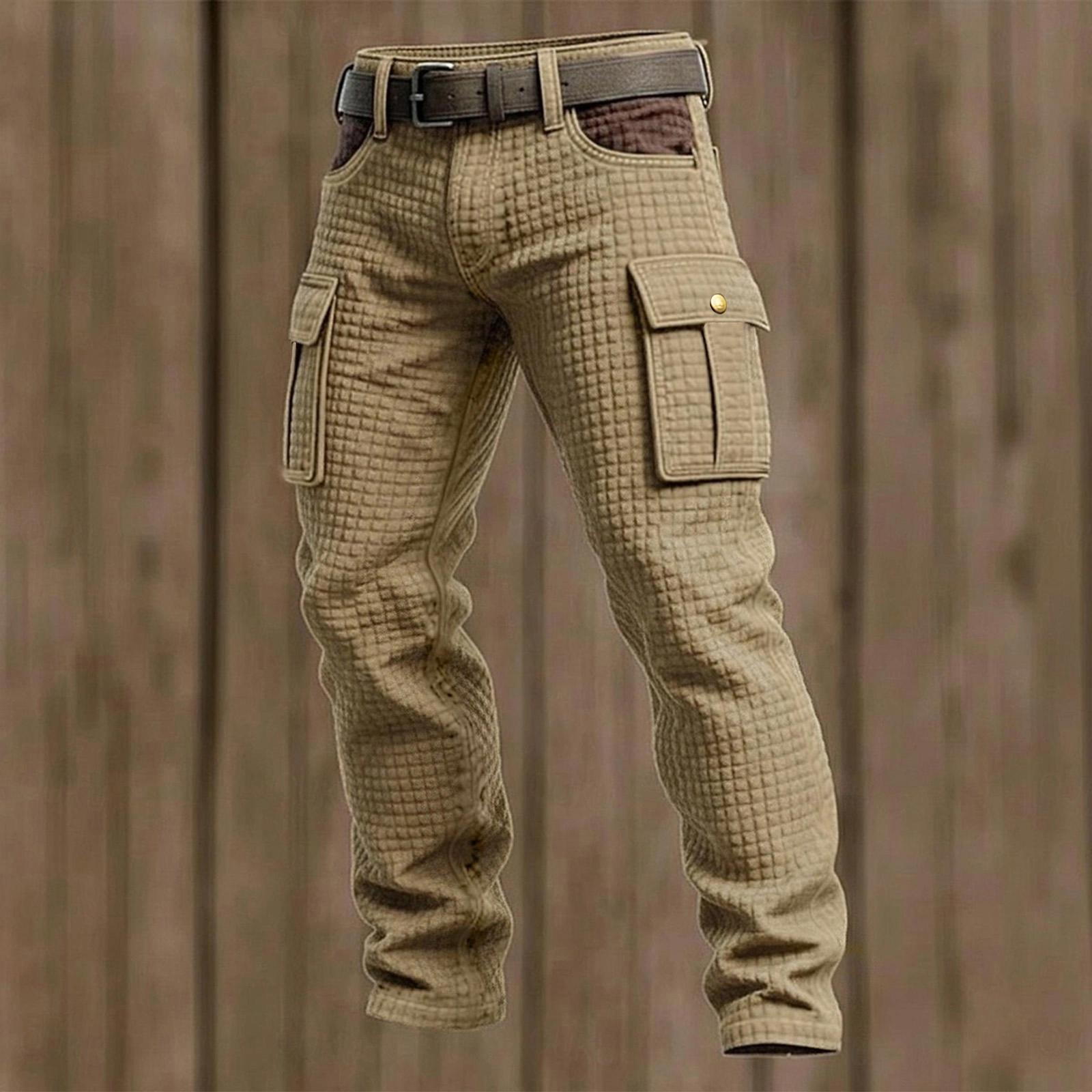 Herren Mehrfarbige Arbeitshose mit vielen Taschen Herren Freizeitmode Arbeitshose XXXL khaki