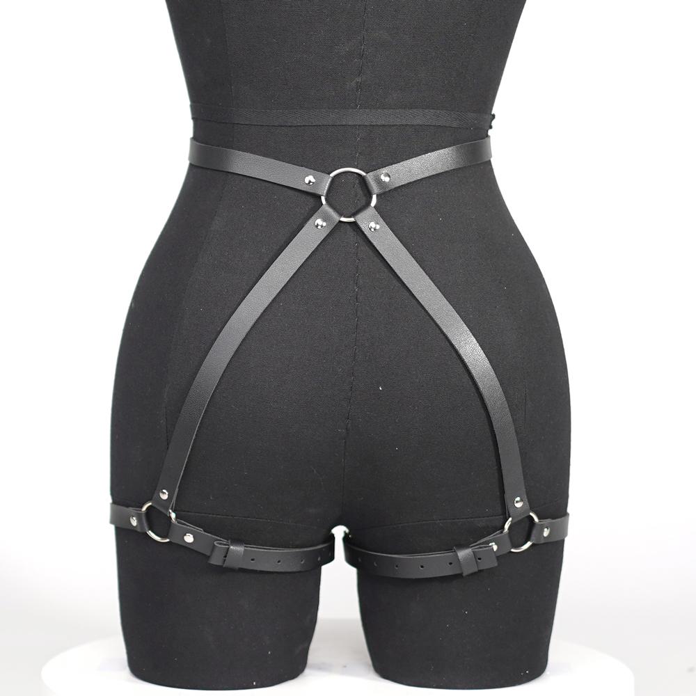 PU Leder Mode Ketten Geschirr Gürtel Brustgeschirr Korsett Bondage Dessous Punk Gothic Dessous Fetisch Damenbekleidung Adjustable gray