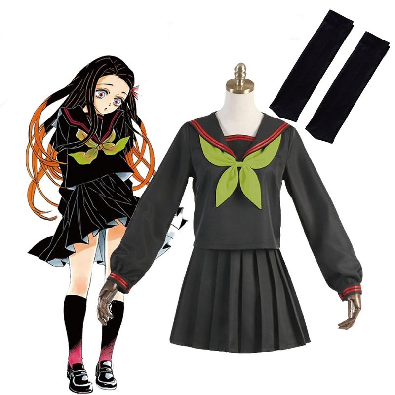 Große Größe Anime Neue Art Dämon Slayer Kamado Nezuko JK Anzug Tuch Mode Schuluniform frauen Sailor Kleidung Cosplay kostüme S
