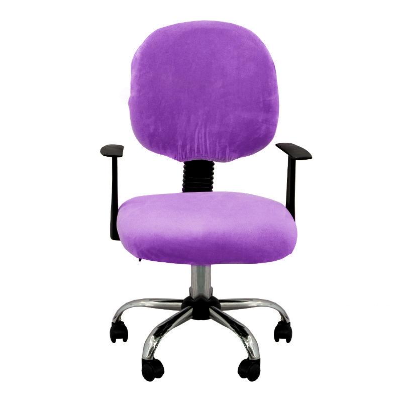 Weiche Warme Weiche Samt Büro Split Stuhlhussen Einfarbig Computerstühle Hülle Universeller Stuhlschutz(Sitz + Rückenlehne ) purple