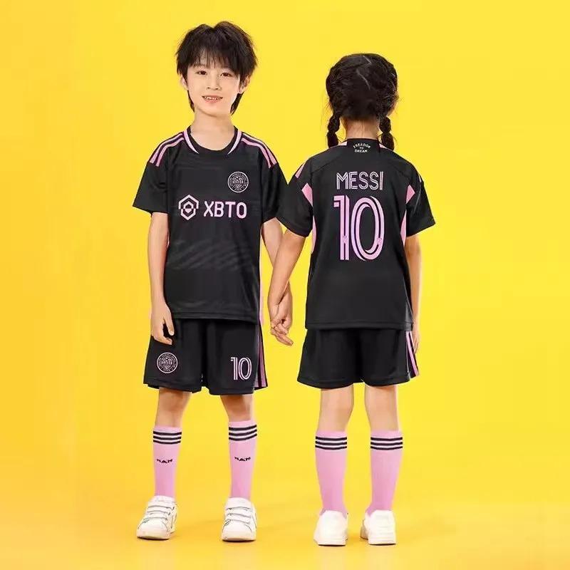 Sportbekleidung NR.10/7 Trainingsanzug 3-13 Jahre Jungen Mädchen Feuchtigkeitstransportierend Atmungsaktiv Fußballkleidung Anzüge Kinder Sommer Schnelltrocknend 100 black