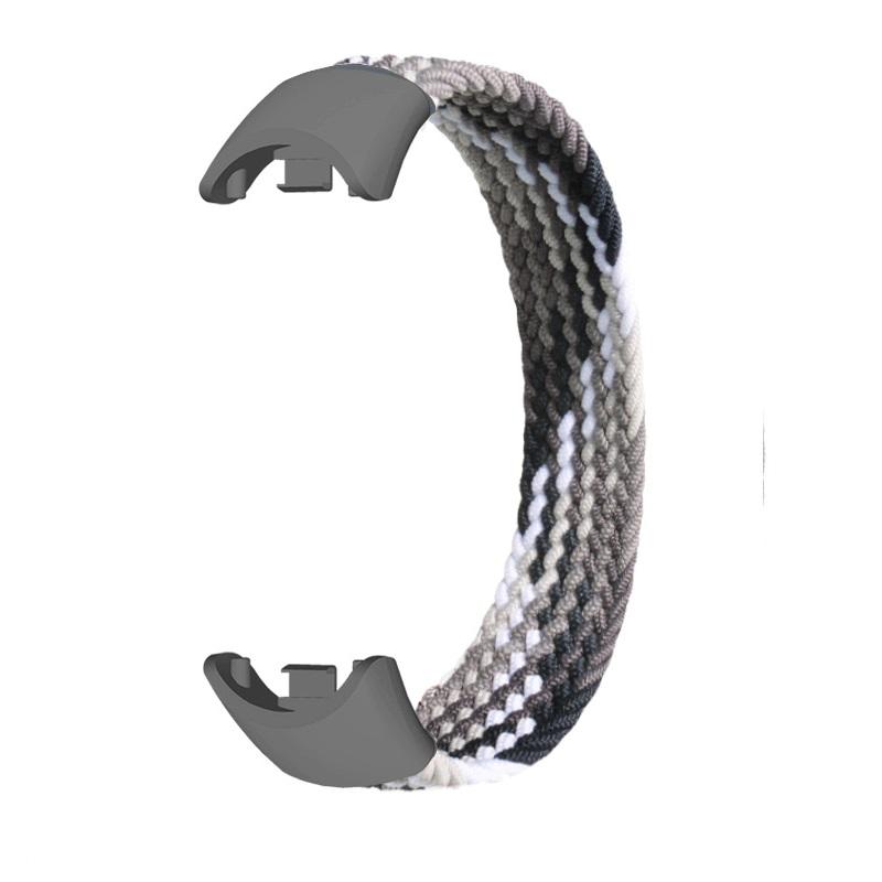 Nylon Armband Buntes Silikonarmband Armband für Mi Band 10 9 8 Uhrenarmband Geflochtene Solo-Schlaufe Pulseira Armband Mi band 8 For Mi Band 8-M esche schwarz