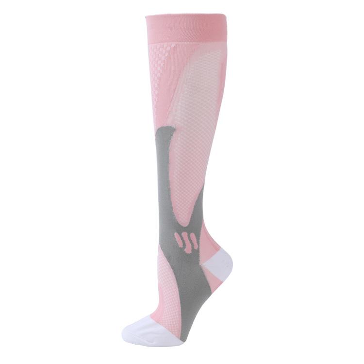 Lauf Kompression Fußball Socken Strümpfe Männer Frauen Sport Socken für Marathon Radfahren Fußball Socken S/M rosa