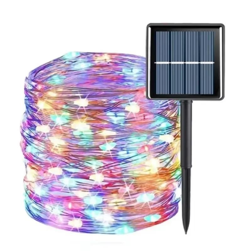 32m/22m/12m/7m Solar LED Licht Außen Lichterkette Garten Lichterkette Wasserdicht Weihnachtsgirlande Hofdekoration 7M 50LED bunt