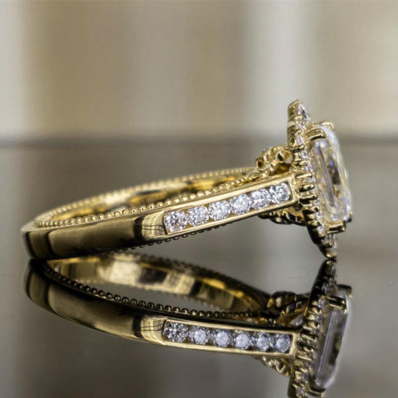Huitan Wunderschöne Damen Eheringe Neu Designte Brillante Quadratische Zirkonia Trendige Verlobungsringe Eternity Damen Schmuck 9 gray