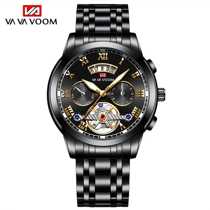 VA VA VOOM Top Marke Männer Quarzuhr Sport Herren Quarzuhren Wasserdichte Chronograph Armbanduhr Männer Relogio Masculino für männer Uhren schwarz/gold