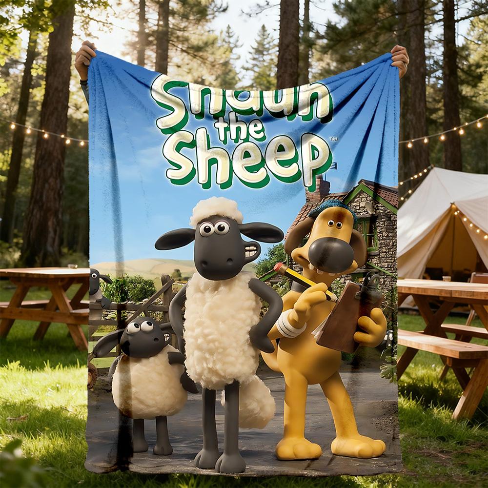 1 Stück Shaun das Schaf Outdoor-Decke Leichtes Flanell, Weich & Warm, Ganzjahresnutzung für Sofa, Outdoor, Camping, Wohnzimmer, Büro, Stuhl 150x200cm