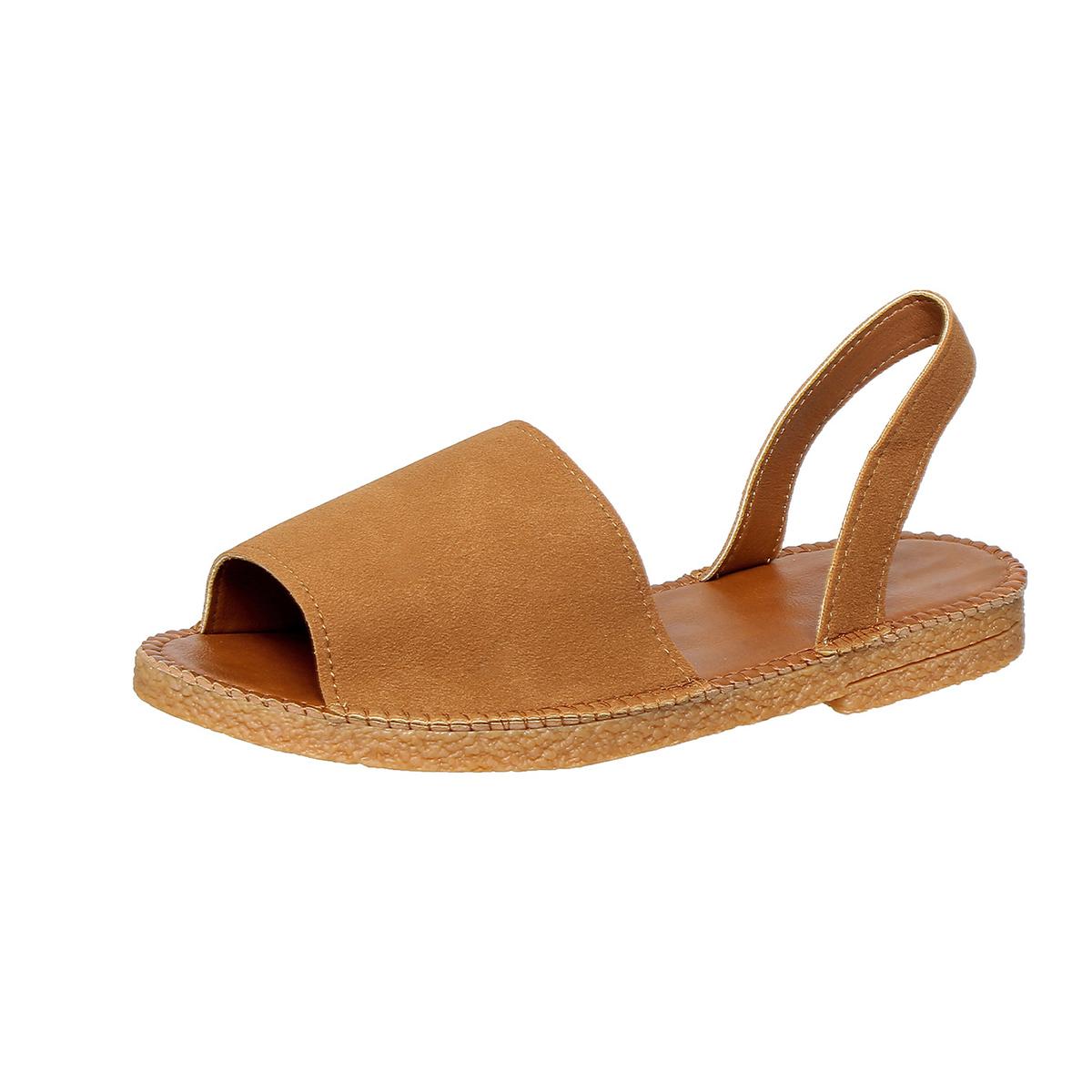 Mode Bequeme Mode Strand Damen Sandalen Damen Flach Neu 2025 Damen Luxus Sommer Niedrige Schuhe Ohne Absätze Weibliche Freizeit-Sandalen 38 braun