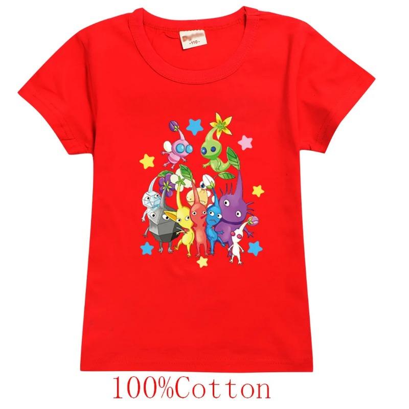 2025 neueste Spiel Pikmin 4 Wiki T-shirts Kinder Sommer Kleidung Jungen Cartoon T-shirt Baby Mädchen Kurzarm Tops kinder Kleidung 160