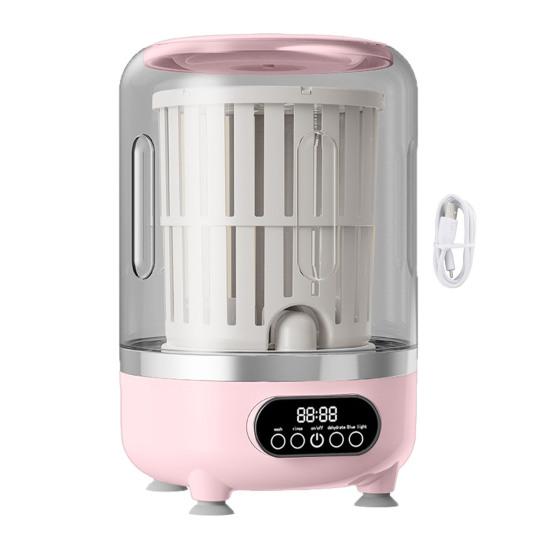 3L Akku-Mini-Waschmaschine 3-in-1 Tragbarer Wäschebottich mit Ablaufschlauch rosa