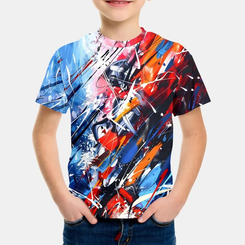 T-Shirts für Jungen Batik Grafik T-Shirts Kurzarm T-Shirt Kinder T-Shirt Grundschulmädchen Kleidung Lässige Oberteile Mädchen T-Shirts 120