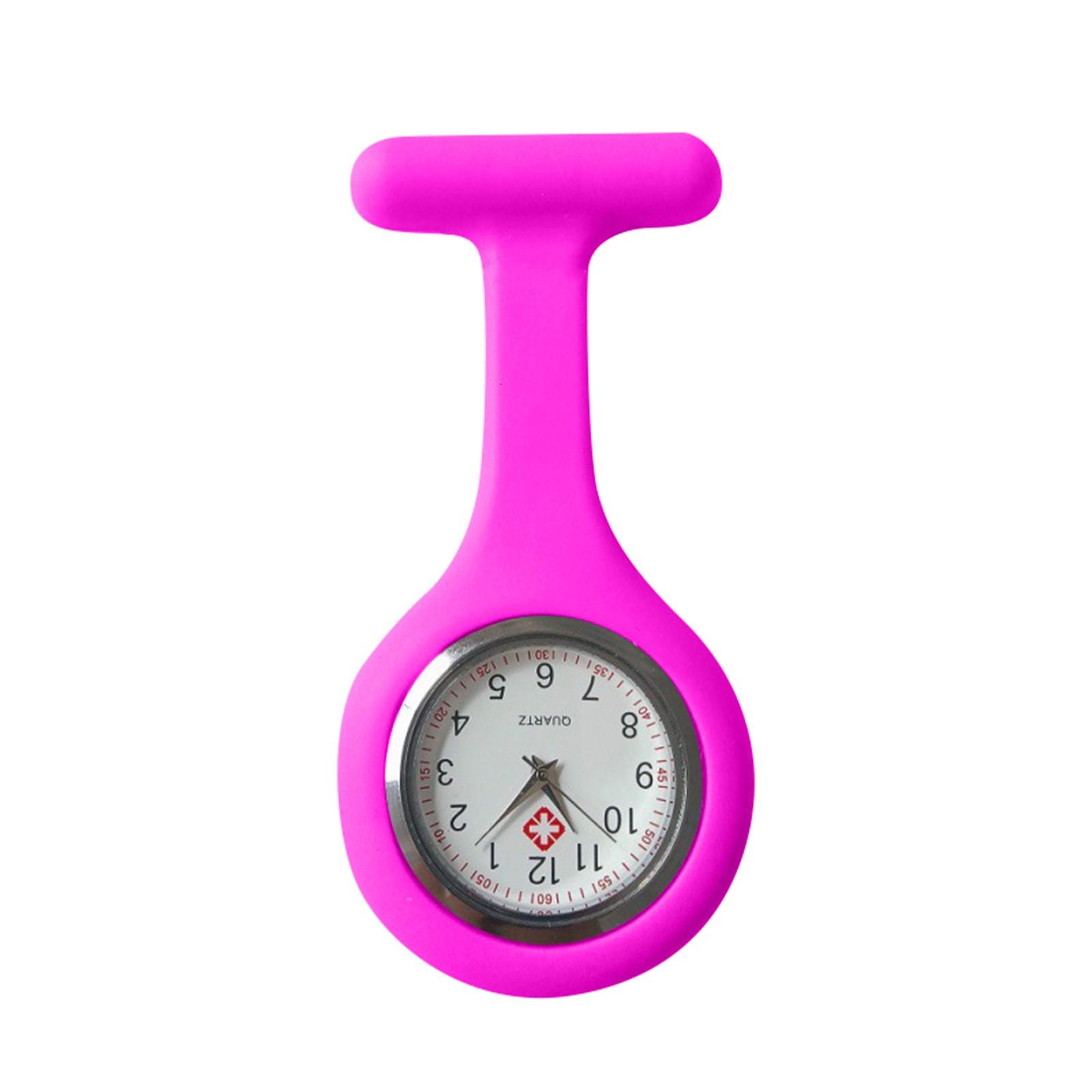 Silikon-Uhr-Brosche-Tunika-Taschenuhr mit kostenloser Batterie One Size heißes rosa