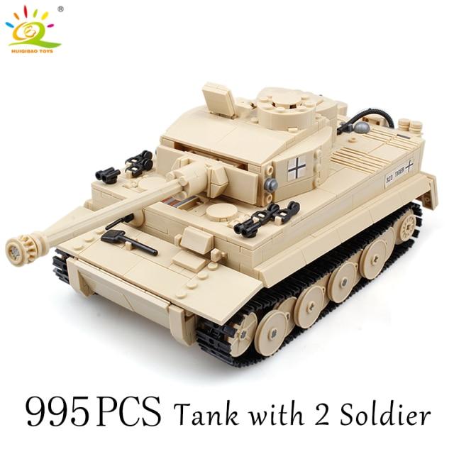 Militärischer deutscher Tiger-Panzer, klassische Modellbausteine ​​mit 2 Soldaten-Steinen aus dem 2. Weltkrieg, Konstruktionsspielzeug für Kinder