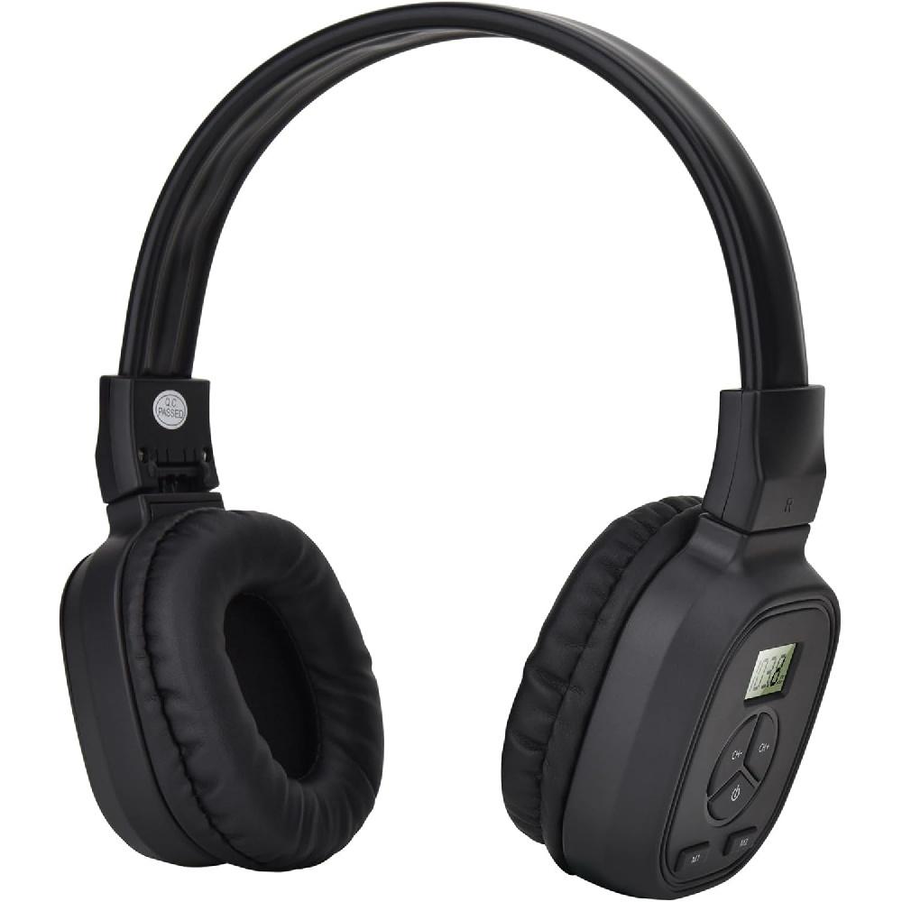Tragbarer persönlicher FM-Radio-Kopfhörer mit gutem Empfang, LED-Anzeige, weichen Ohrenschützern, FM-Headset-Radio zum Gehen, Joggen, für Meetings, FM-Empfänger schwarz
