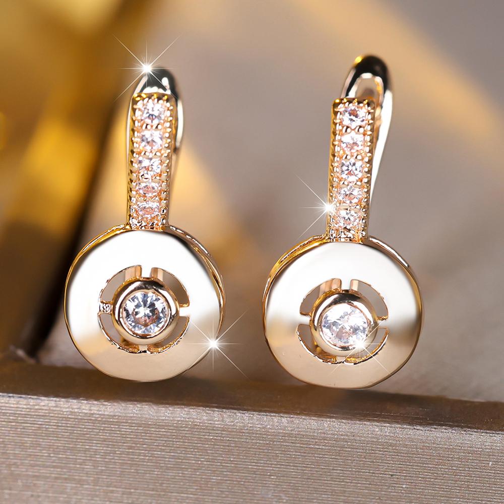 Kleine weiße runde Zirkon Ohrringe für Frauen Charm Gold Farbe Hochzeit Schmuck Geschenk gold/weiß