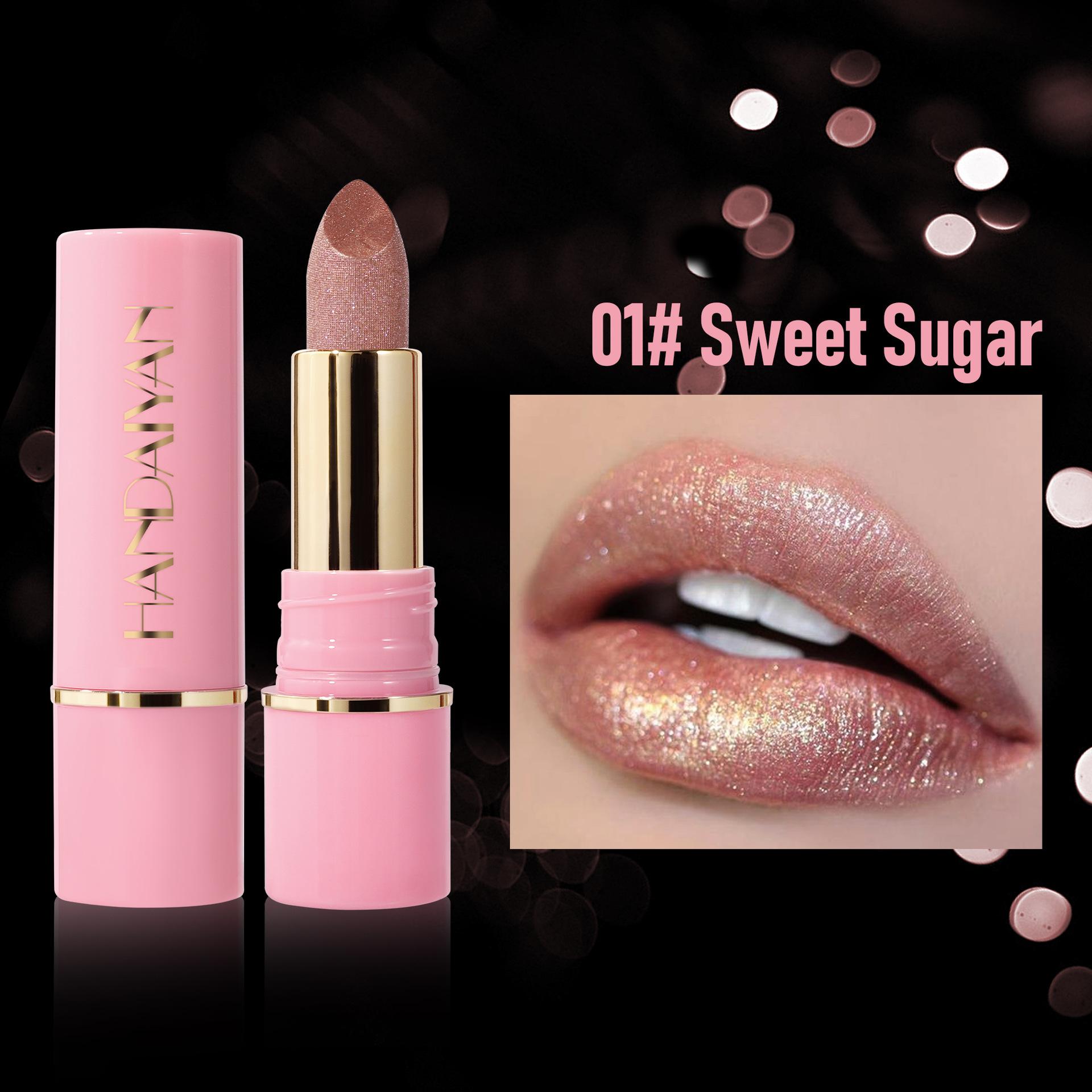 Diamantglänzender Perlglanz-Lippenstift Explosiver Lippenstift Pailletten-Lippenstift Feiner, glänzender, lang anhaltender, wasserfester, feuchtigkeitsspendender Glitzer-Lippenstift