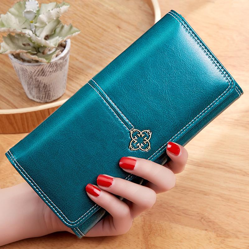 Frauen Vintage Lange Brieftaschen Pu Leder Telefon Clutch Taschen Geld Taschen Geldbörse grün