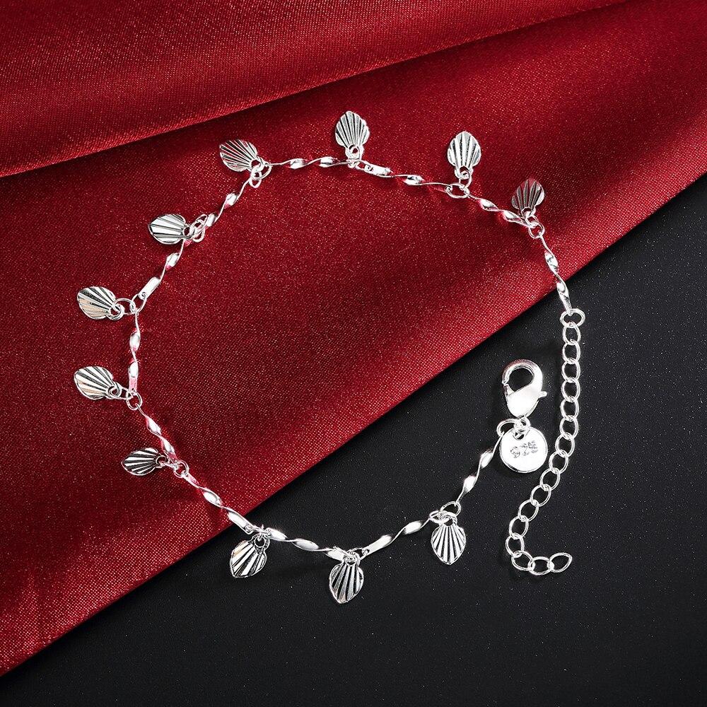 Aktion 925 Sterlingsilber Hübsches Schönes Blattkettenarmband Mode Charm Fußkettchen Hochzeit Niedlich Frauen Dame Party Geschenk black