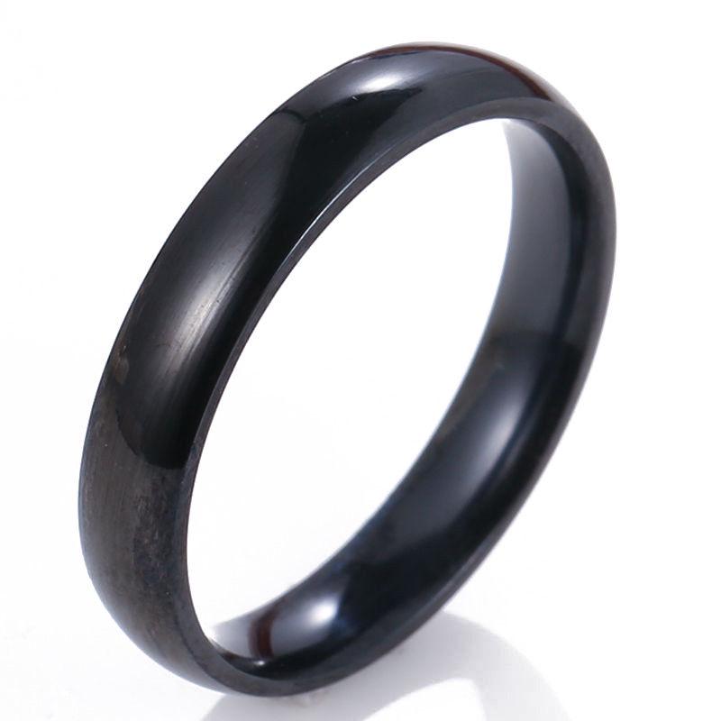 4 mm polierter Edelstahl, Ehering, Verlobungsring, einfaches Paar, wählerische Geschenke 8 schwarz