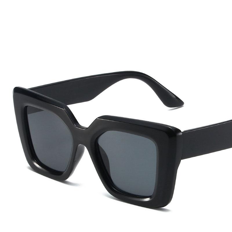 Quadratische Cat-Eye-Sonnenbrille für Damen im Retro-Stil, übergroß, schlicht, groß, große Sonnenbrille für Damen, klobige, dicke Sonnenbrille schwarz