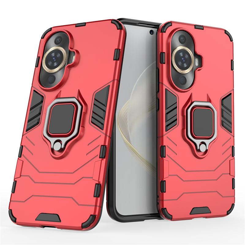 Für Huawei Nova 12S Hülle Abdeckung Huawei Nova 12S Capas Stoßfest Bumper Ring Magnetischer Metallhalter Abdeckung Huawei Nova 12S Fundas For Nova 12S rot