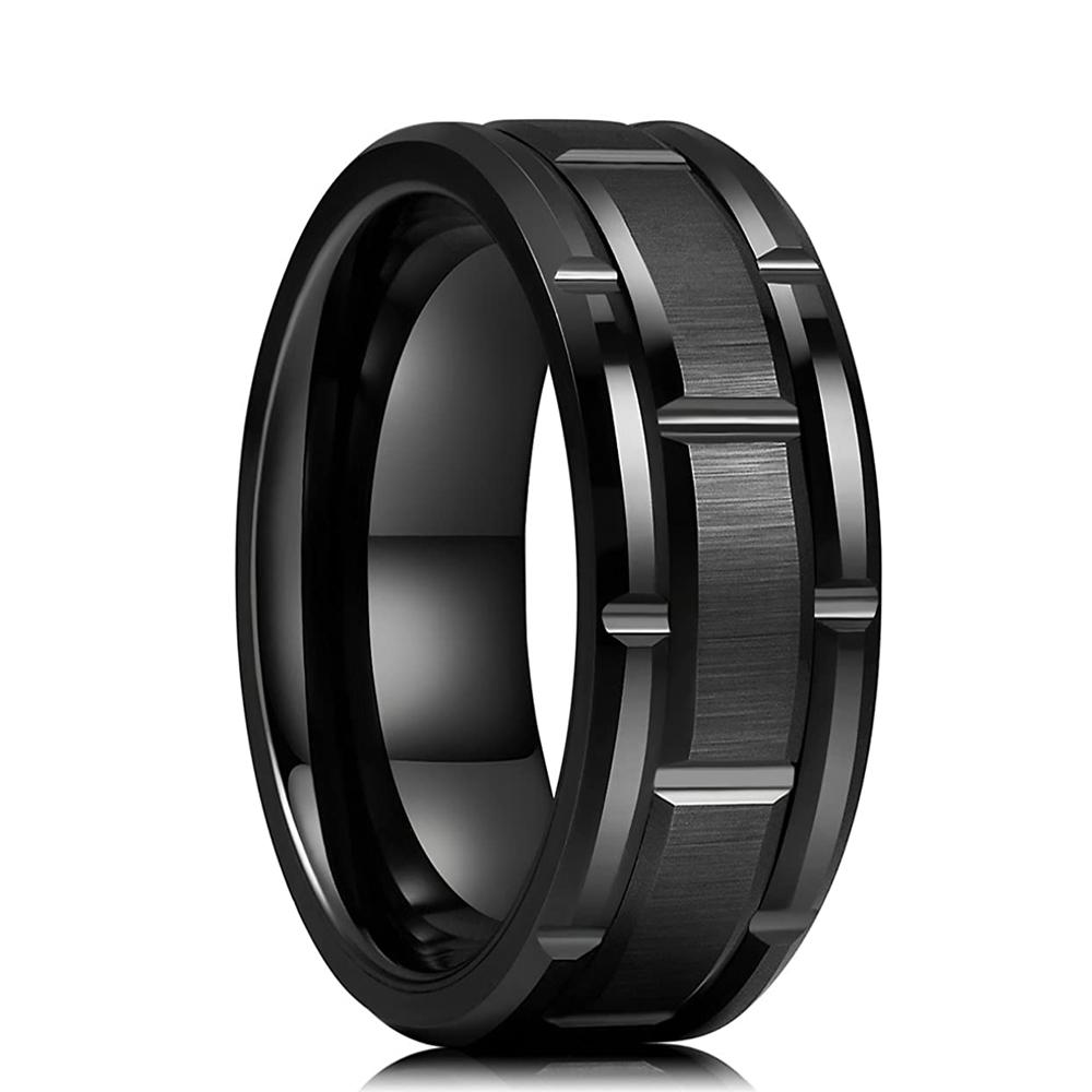 Mode 8mm Schwarze Farbe Edelstahlringe Für Männer Frauen Verblassen Nie Hochzeit Verlobung Herrenringe Party Schmuck Zubehör 13 black