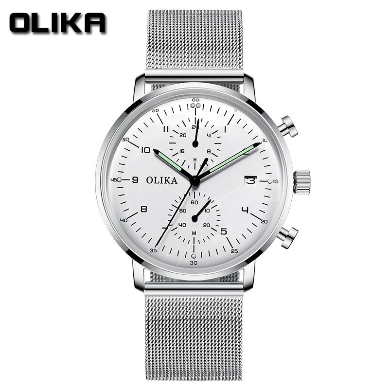 Topmarke Koreanischer Stil Ultradünne Mode Herrenuhr Stahlband Lässig Sportlich Leuchtend Wasserdicht Kalender Gewölbtes Glas Herrenuhr