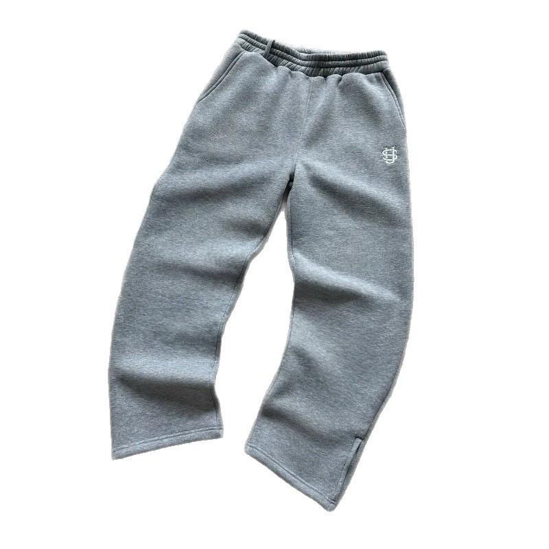 Unisex Streetwear Hoodie mit Stickerei Reißverschluss Jogginganzug Set Lässiger Lockerer Schnitt Hohe Taille Jogginghose Winter 2025 EU XL gray