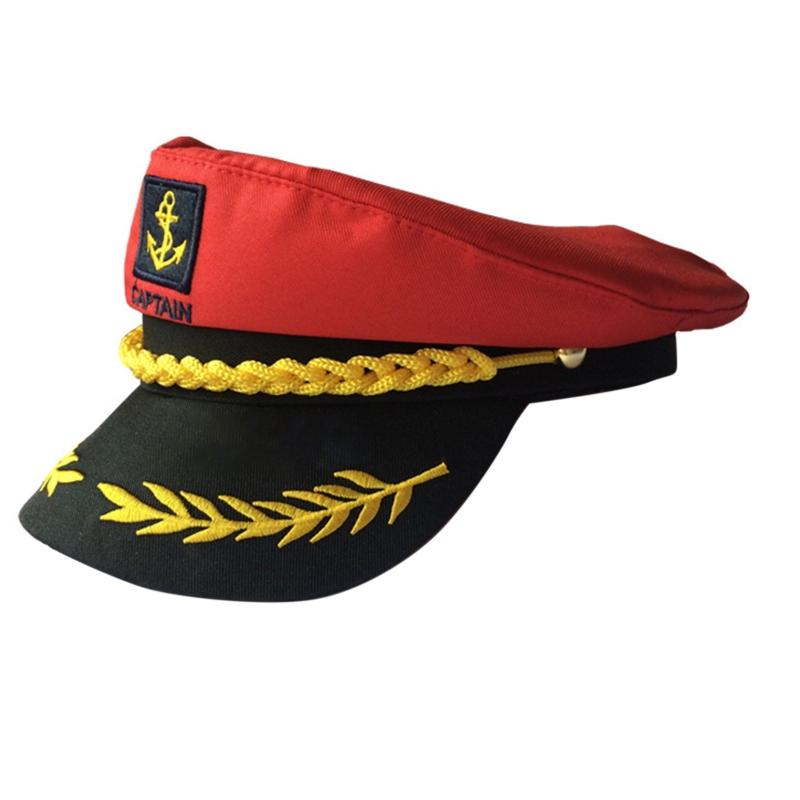 Matrosenhut, Yacht-Kapitän-Hut, Matrosenkapitän-Kostüm, Herren-Marine-Marine-Hut, verstellbarer Boots-Marine-Hut für Erwachsene, Kinder, Männer und Frauen rot