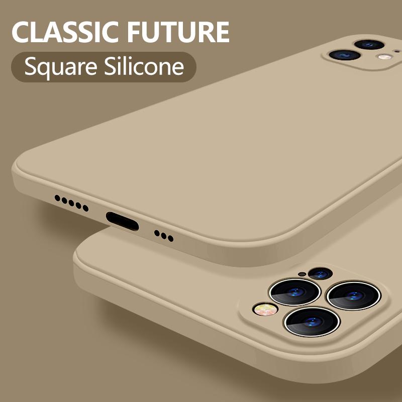 Neue Weiche Flüssigsilikon Handyhülle mit Kameraschutz Stoßfest Für iPhone 16 14 Pro 15 12 Pro MAX 11 Pro SE 2 2020 XR XS 7 8 Plus 16E Air 17 iPhone 16 Pro khaki