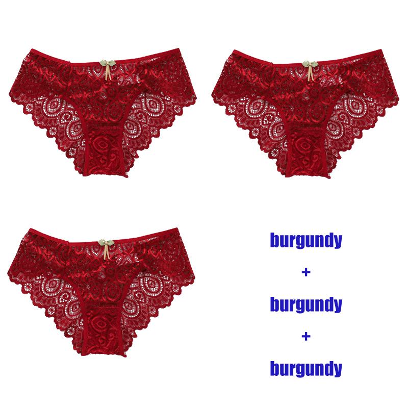 3 Teile/los Frauen Sexy Spitze Höschen Low-Rise Versuchung Dessous Weibliche G String Transparent Unterwäsche Aushöhlen Briefs Dessous M