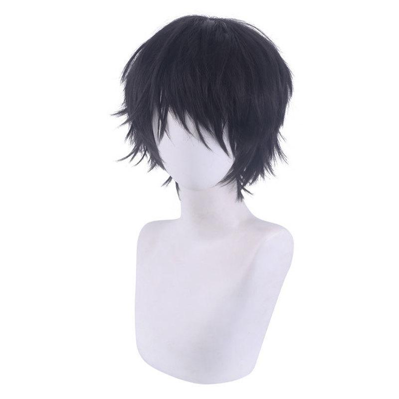 Anime Jujutsu Kaisen Toji Fushiguro Cosplay Perücke Kurze Perücke Hitzebeständiges Kunsthaar mit Freier Perückenkappe Cos Prop für Frau Mann schwarz