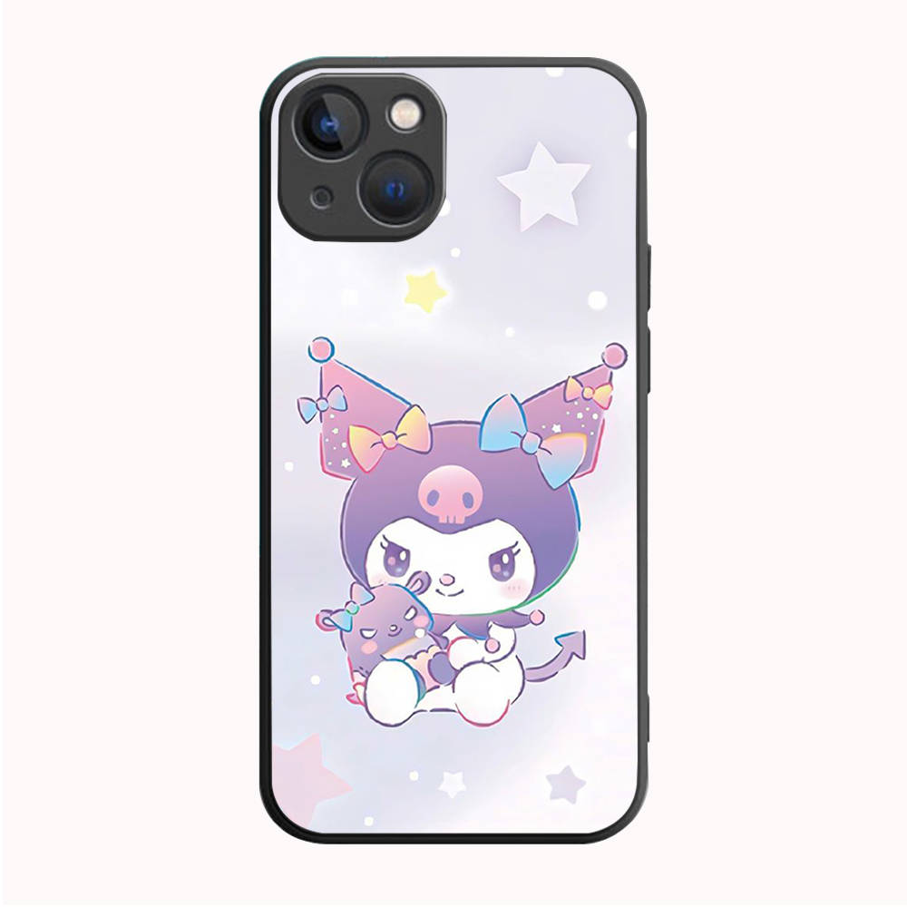 B-45 Kuromi Schwarze Hülle für Samsung S24 S23 S22 S21 S20 FE S10 Lite Ultra S7 S8 S9 Plus A05S A11 A12 A13 A15 A22 A24 A25 A32 A52 A71 5G Samsung S9 capriblau