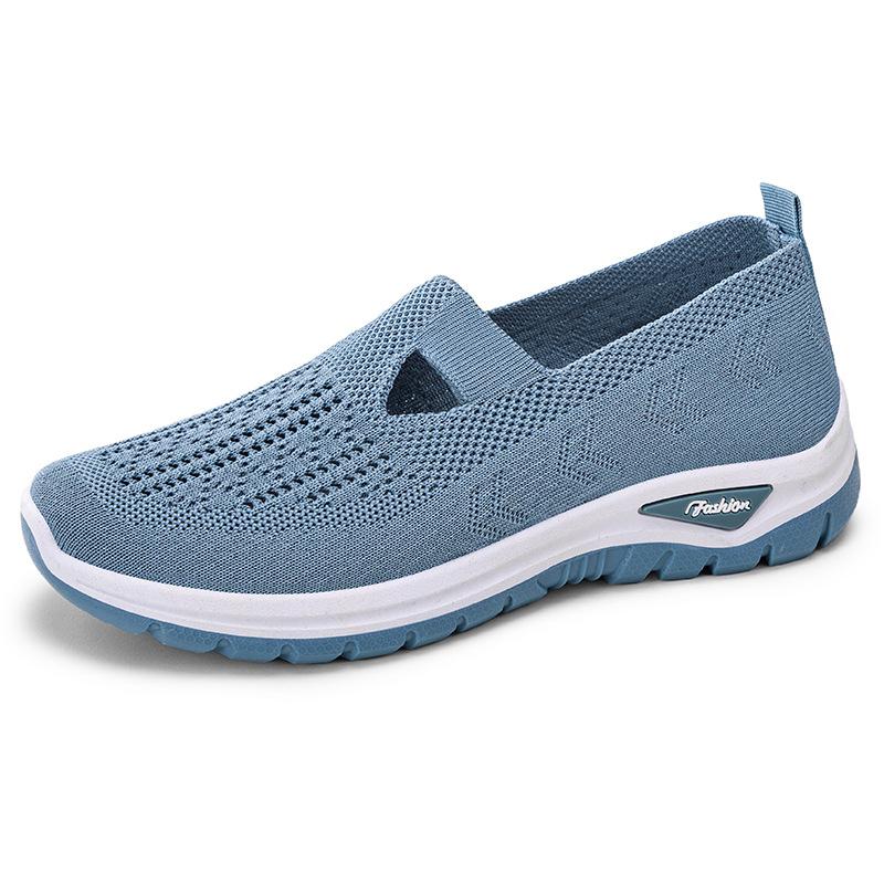 Schuhe für Frauen im Sommer Atmungsaktiv und Bequem Einzelne Schuhe für Mittelalte Mütter Schuhe Weiche Sohlen ohne müde Füße Lässige Mesh-Schuhe 42 gray