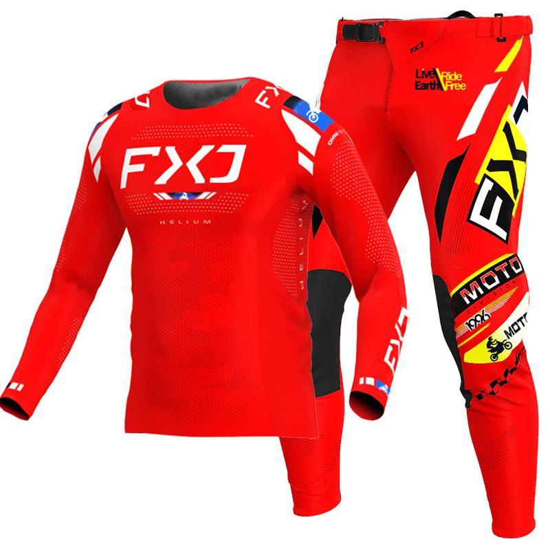 NEU 2026 FXJ pinkes Enduro Motocross Ausrüstungsset MX Trikot Hose Grüne Motorradbekleidung MTB Carracing Anzug Off Road Ausrüstung M - 32 rot
