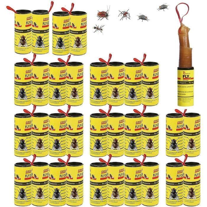 ForHome 32 Pièces Attrape Mouche Papier, Tueur De Mouches en Papier, Collant en Papier à Mouche, Piège à ctes Collants en Rouleau D268