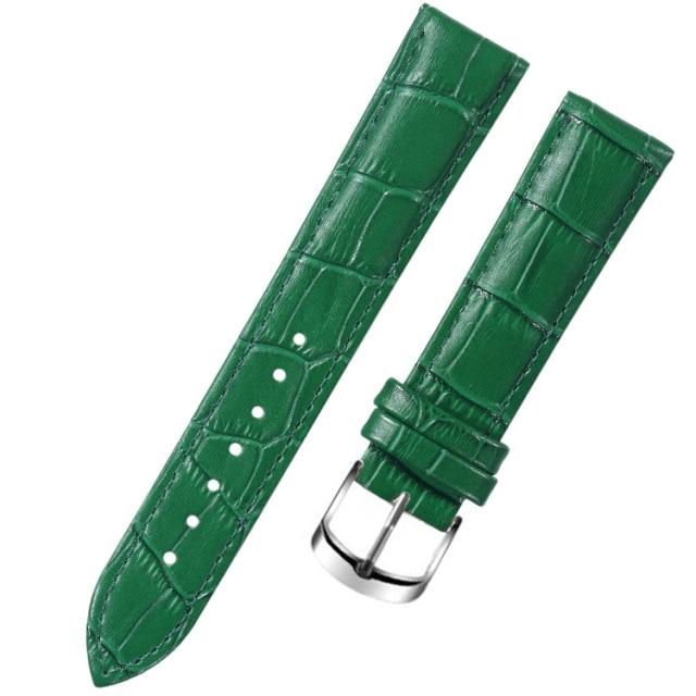8 10 12 14 15 16 17 18 19 20 mm Echtleder Uhrenarmband Uhrenarmband Armbanduhren Band weiblich rot weiß schwarz 20mm grün