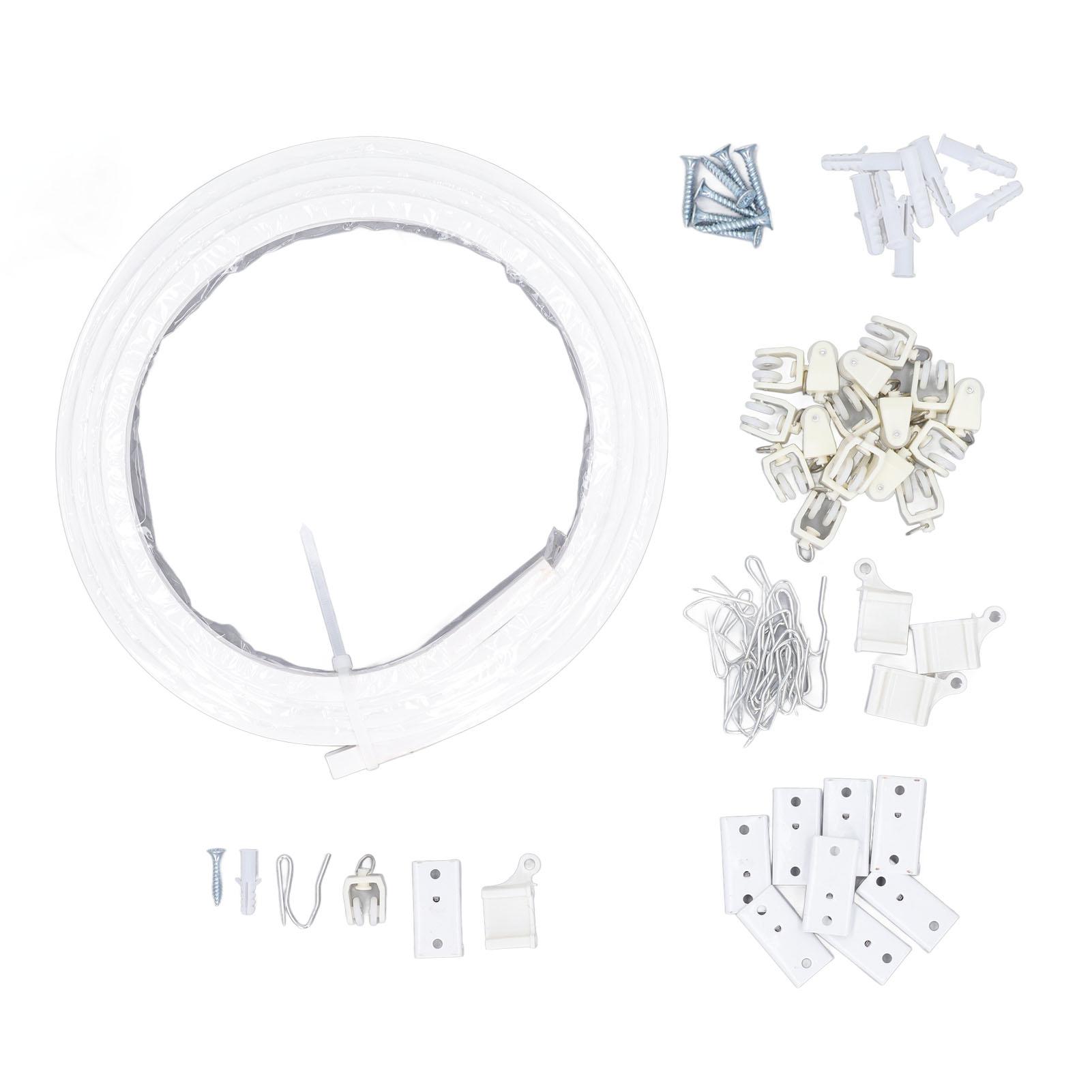 9.84ft Fenster Vorhangschiene Leise Leichtgängig Weißes Vorhangschienensystem für Fenster Duschvorhänge