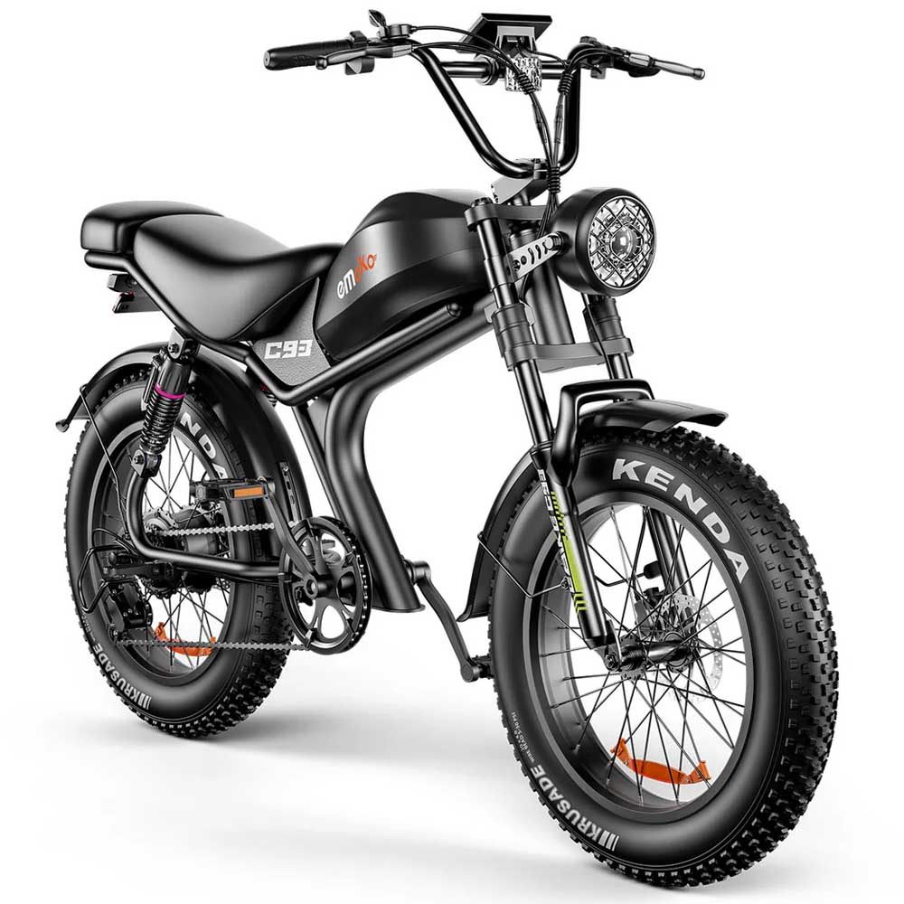 EMOKO C93 1000W Elektrofahrrad mit 48V20Ah, 50km/h Höchstgeschwindigkeit, 20×4.0 Fat Tire E-Bike, Doppelstoßdämpfer, Hydraulische Scheibenbremsen Offroad-E-Bike C93: 1000W 48V20Ah schwarz