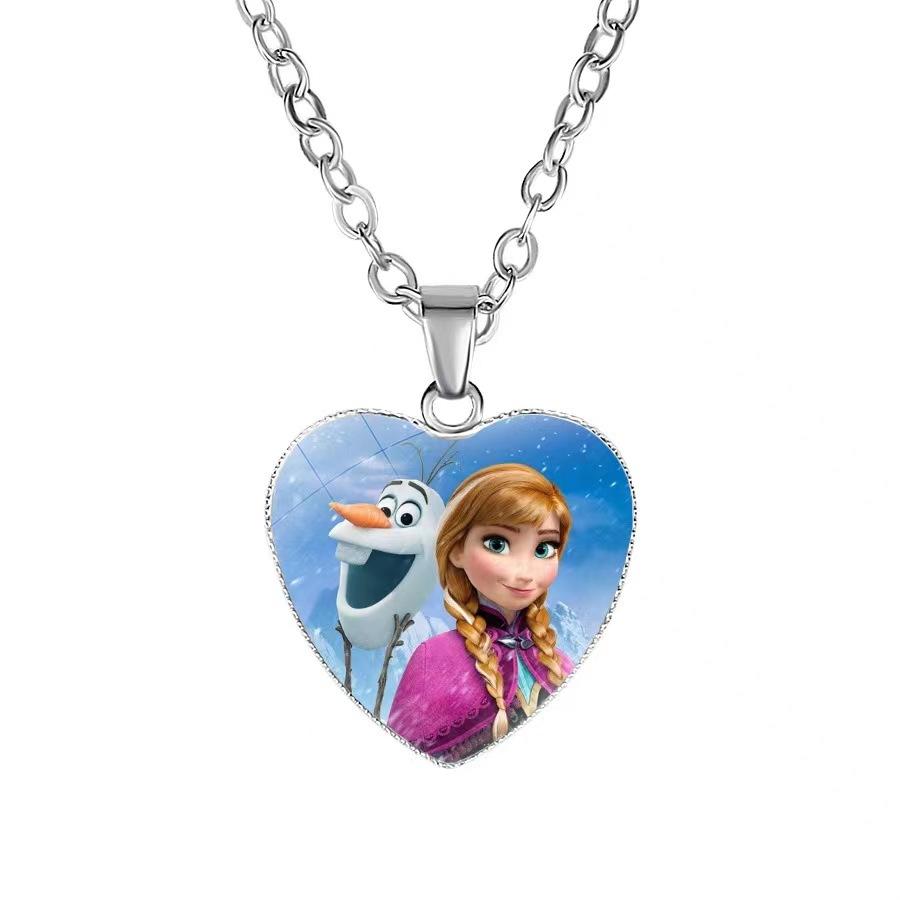 Disney Die Eiskönigin Prinzessinnen Halskette Kinder Anime Figuren Prinzessin Elsa Anna Liebesanhänger Schmuck Zubehör Kinder Geburtstagsgeschenk