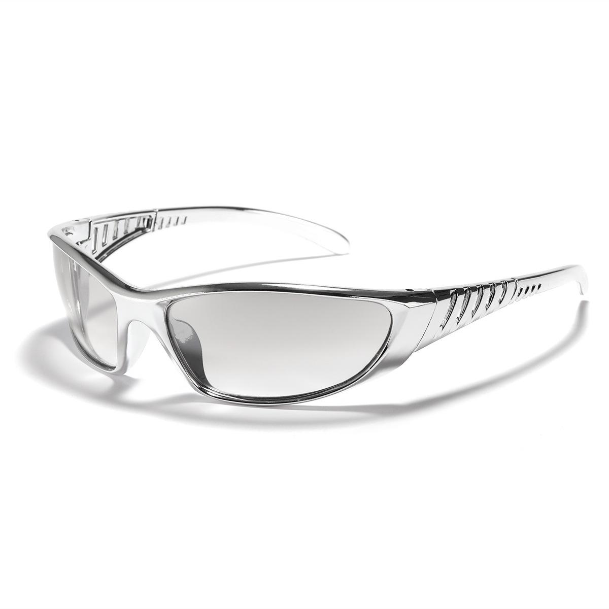 2000er Ästhetik Y2K Sonnenbrille Herren Outdoor Sport Radfahren Sonnenbrille Damen Vintage Tönungen Mode Steam Punk Schutzbrille Brillen As shown white