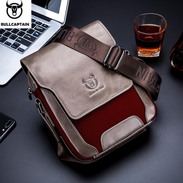 BULLCAPTAIN Mann Umhängetasche Männer Aus Echtem Leder Schulter Taschen Business Umhängetasche Casual Tasche Berühmte Marke Männlichen Handtasche Taschen grau
